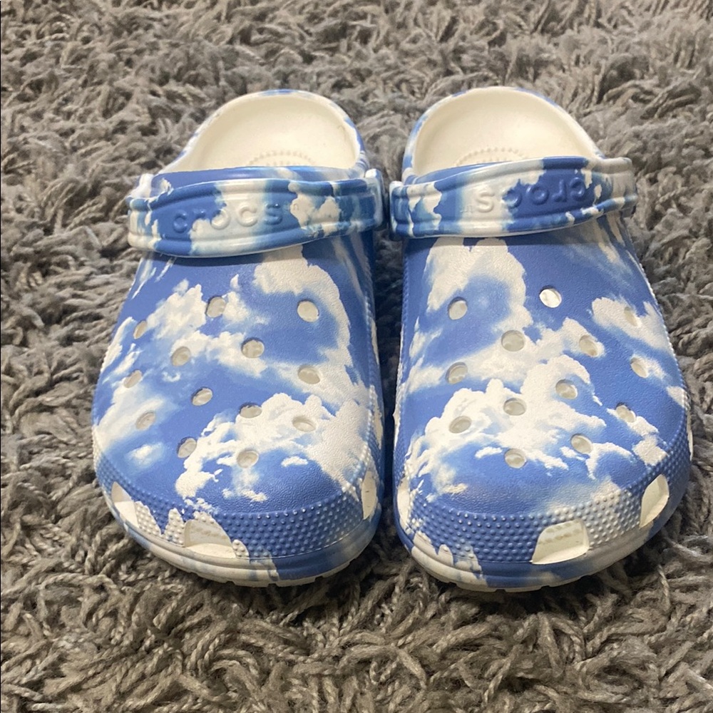 CROCS Blue and White Cloud Slippers